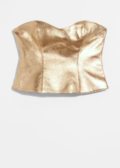 Store & Other Stories Metallic Leather Bustier Gold