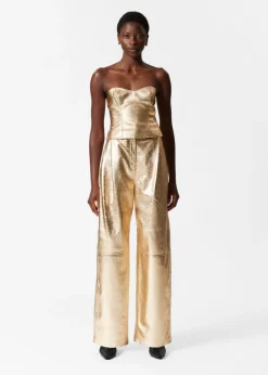 Discount & Other Stories Metallic Leather Trousers