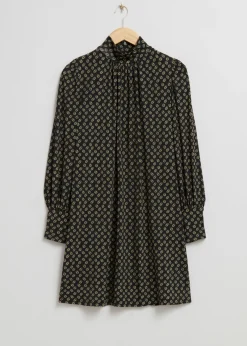 Best & Other Stories Mock Neck Midi Dress Black Print