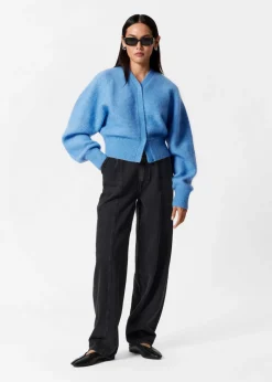 Discount & Other Stories Mohair-Blend Rib-Knit Cardigan Blue