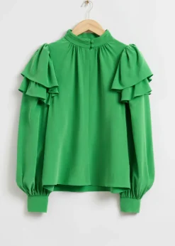 Flash Sale & Other Stories Mulberry Silk Layered Frilled Shirt