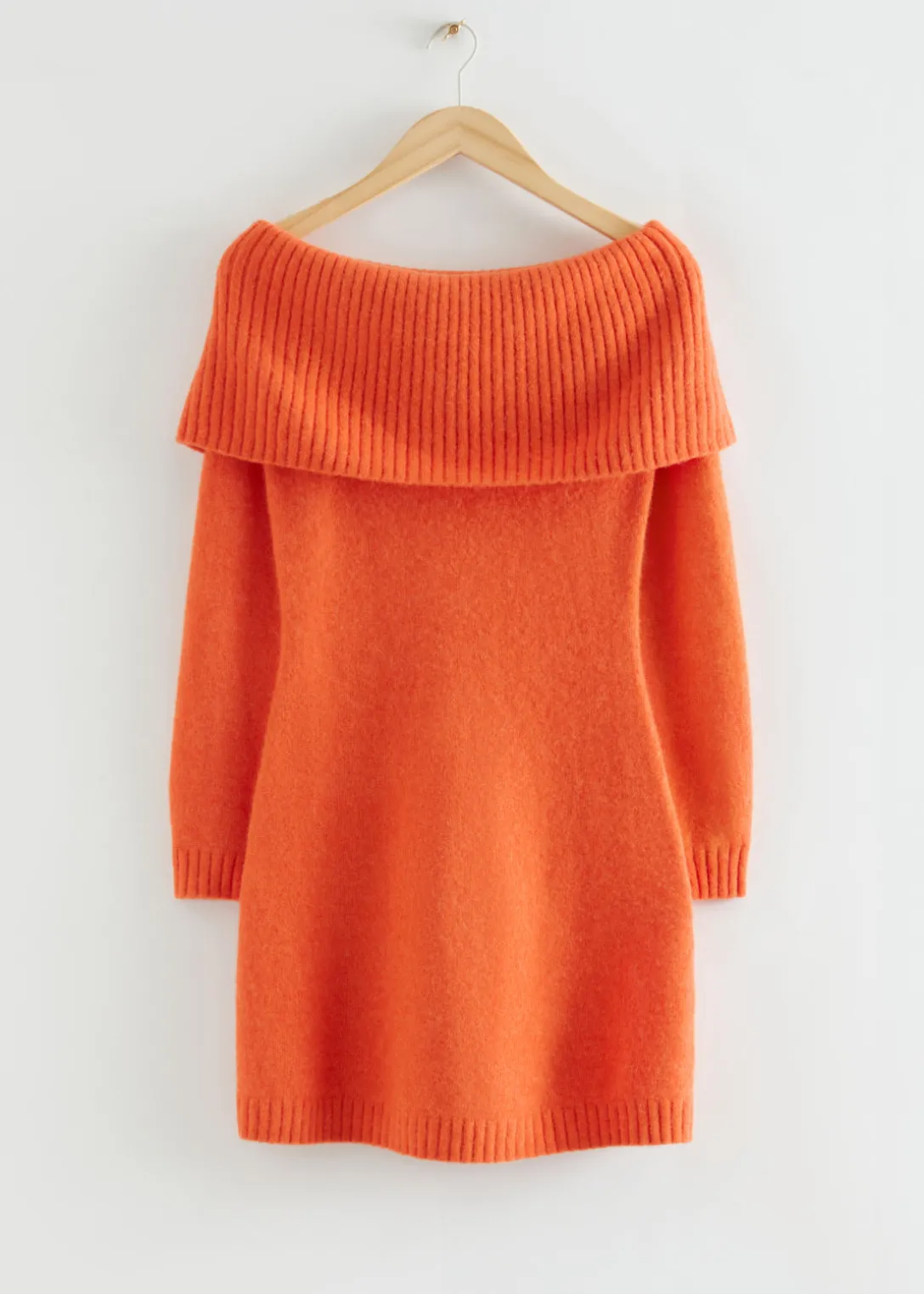 Cheap & Other Stories Off-Shoulder Wool Mini Dress Orange