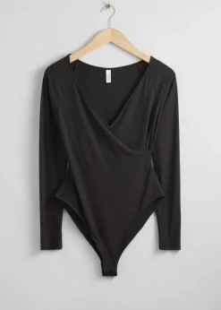 Online & Other Stories Off-Shoulder Wrap Bodysuit Black