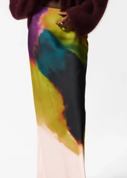 Cheap & Other Stories Ombré Satin Maxi Skirt Green Ombré