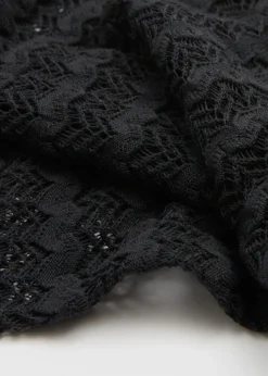 Outlet & Other Stories Open Tie-Back Pointelle Knit Dress Black
