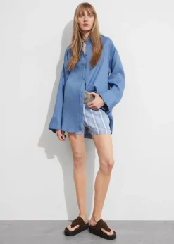Best Sale & Other Stories Oversized Linen Shirt Blue