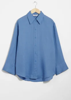 Best Sale & Other Stories Oversized Linen Shirt Blue