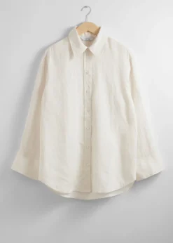 Clearance & Other Stories Oversized Linen Shirt White
