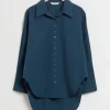 Fashion & Other Stories Oversized Organic Cotton Shirt Dark Blue Organic Cotton