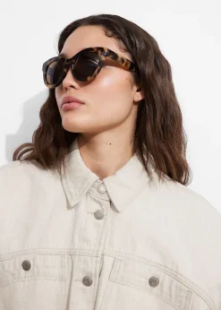 Fashion & Other Stories Oversized Round Lens Sunglasses Brown