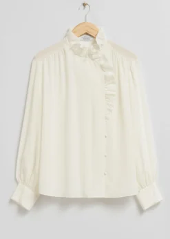 Discount & Other Stories Oversized Silk Blouse Ivory