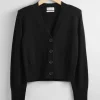Online & Other Stories Padded Shoulder Merino Cardigan Black