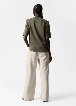Sale & Other Stories Padded-Shoulder Cotton T-Shirt