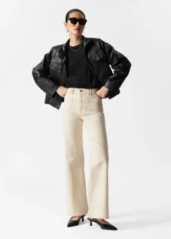 Clearance & Other Stories Patch-Pocket Bootcut Jeans Cream