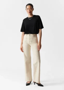 Clearance & Other Stories Patch-Pocket Bootcut Jeans Cream