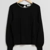 Online & Other Stories Pearl Bead-Trimmed Sweater Black