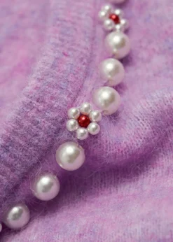 Store & Other Stories Pearl-Beaded Knit Sweater Lilac