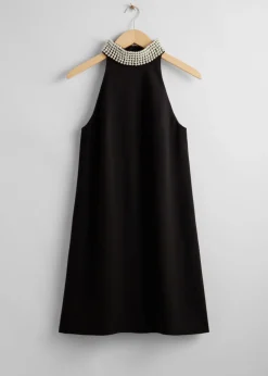 Outlet & Other Stories Pearl-Collar Mini Dress Black