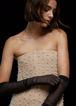 Discount & Other Stories Pearl-Embellished Midi Dress Beige