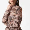 New & Other Stories Peplum Top Gold/Black Stripes