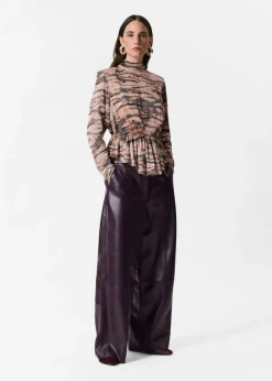 New & Other Stories Peplum Top Gold/Black Stripes