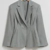 Discount & Other Stories Pleated Blazer Light Grey Melange