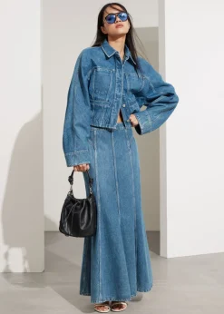 Cheap & Other Stories Pleated Denim Maxi Skirt
