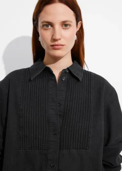 Discount & Other Stories Pleated Denim Shirt Black