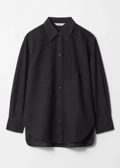 Discount & Other Stories Pleated Denim Shirt Black