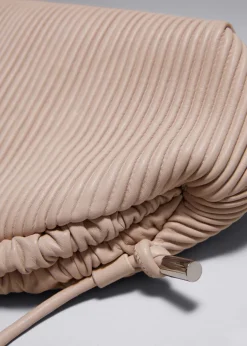 Sale & Other Stories Pleated Leather Clutch Bag Beige