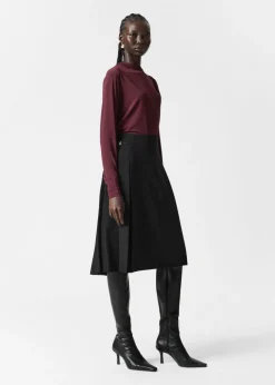 Fashion & Other Stories Pleated Midi Skirt Black