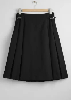 Fashion & Other Stories Pleated Midi Skirt Black