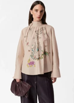 Flash Sale & Other Stories Printed Bow-Detailed Blouse Beige