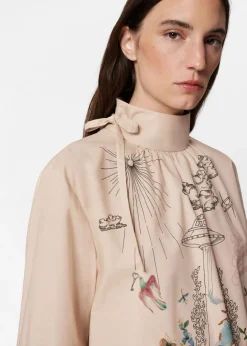 Flash Sale & Other Stories Printed Bow-Detailed Blouse Beige
