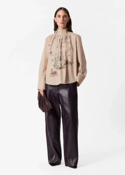 Flash Sale & Other Stories Printed Bow-Detailed Blouse Beige