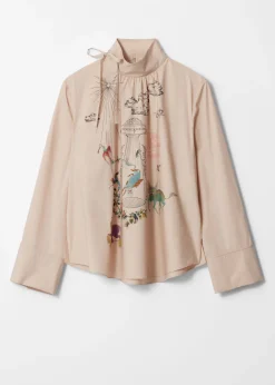 Flash Sale & Other Stories Printed Bow-Detailed Blouse Beige