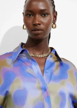 Clearance & Other Stories Printed Satin Shirt Blue Print
