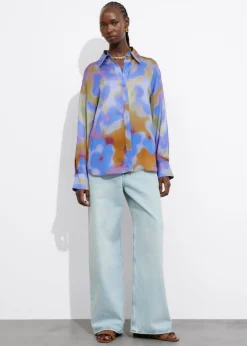 Clearance & Other Stories Printed Satin Shirt Blue Print