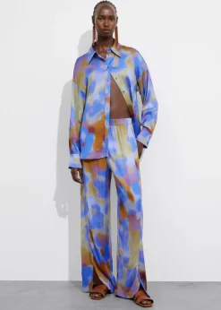 Cheap & Other Stories Printed Satin Trousers Blue Print