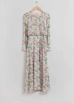 Shop & Other Stories Printed Side Slit Maxi Dress Dusty Pink Floral Print