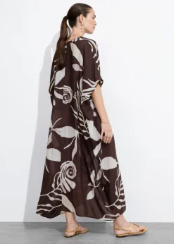 Cheap & Other Stories Printed Throw-On Midi Dress Brown Print
