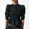 Best & Other Stories Puff Sleeve Peplum Blouse Black