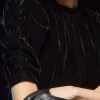 Store & Other Stories Puff Sleeve Velvet Top Black