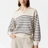 Clearance & Other Stories Relaxed Collared Sweater White Stripes