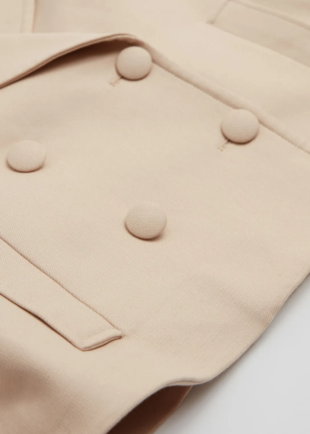 Fashion & Other Stories Relaxed Cropped Pea Coat Light Beige