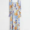 Online & Other Stories Relaxed Double-Puff Sleeve Dress Multi Floral Print