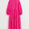 Online & Other Stories Relaxed Lace Trimmed Tunic Dress Bright Pink