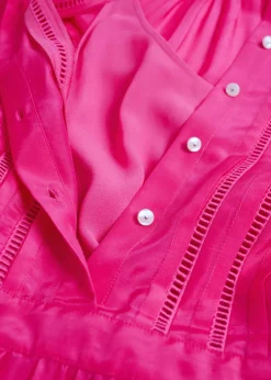 Online & Other Stories Relaxed Lace Trimmed Tunic Dress Bright Pink