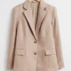 Clearance & Other Stories Relaxed Single-Breasted Silk Blazer Dusty Beige