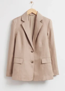 Clearance & Other Stories Relaxed Single-Breasted Silk Blazer Dusty Beige